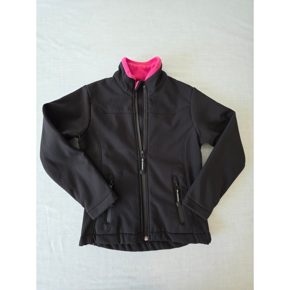 Roper Softshell Jacket Western Fleece Lined Kids Small Black Pink Outdoor Rodeo